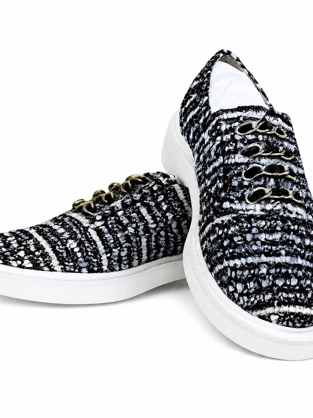 CECELIA NEW YORK Randi Pearl Black & White Tweed Slip-On Oxfords Size 6.5